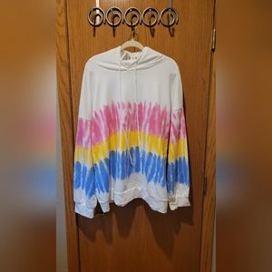 2x White Pink Yellow Blue Tie Dye Hoodie- Worn once